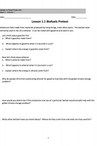 Biofuels vs Fossil Fuels Unit Package