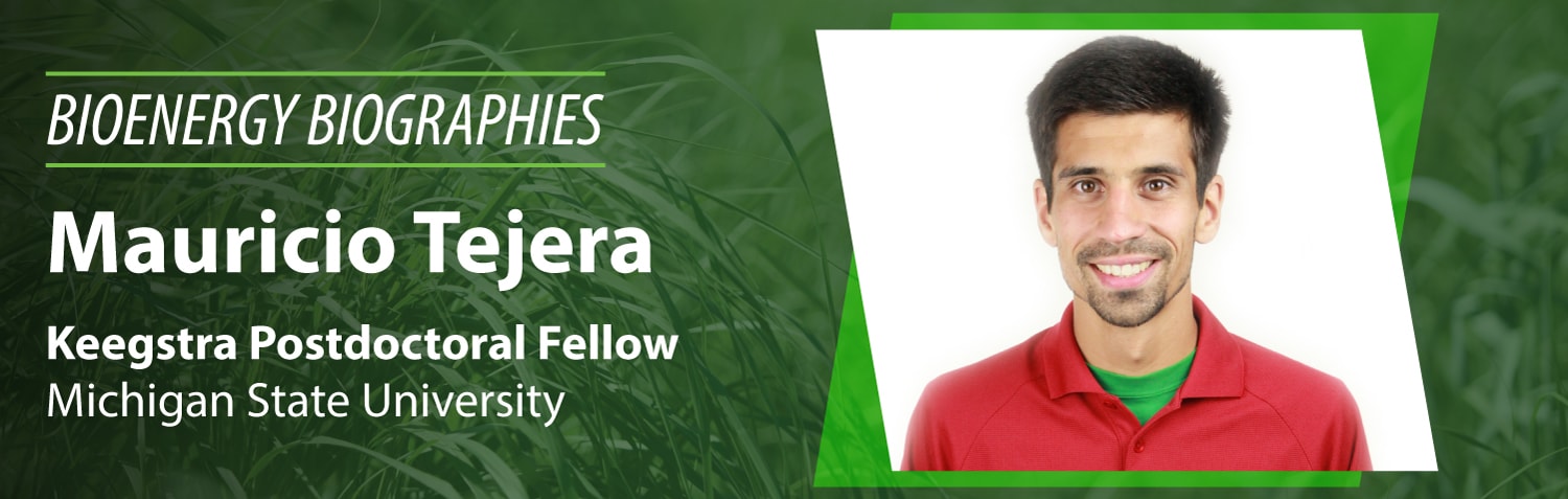 Bioenergy Biographies banner with Mauricio Tejera photo