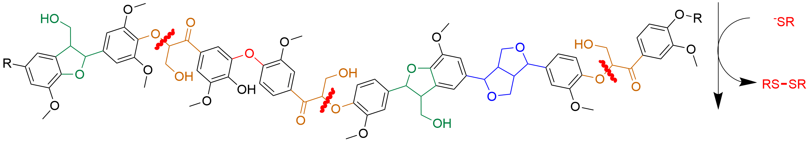 graphic of molecular structure of lignin polymer