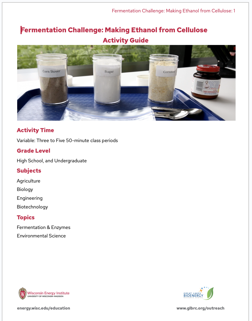 Thumbnail preview of the first page of the activity guide