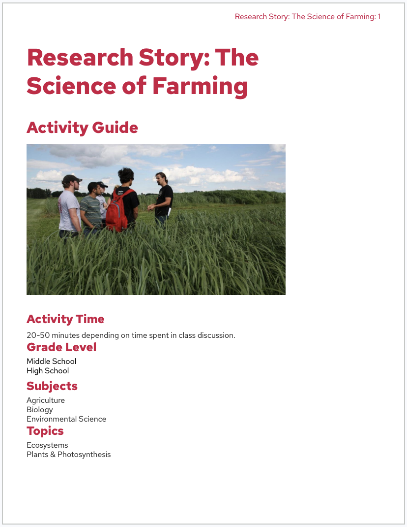 An image of the first page of the activity guide