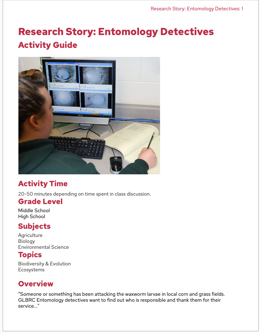 An image of the first page of the activity guide