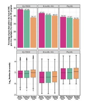 Effect of different starting trees on maximum likelihood gene tree inferences
