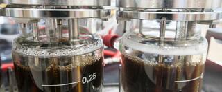 Two fermenters filled with hydrolysate, a brown liquid