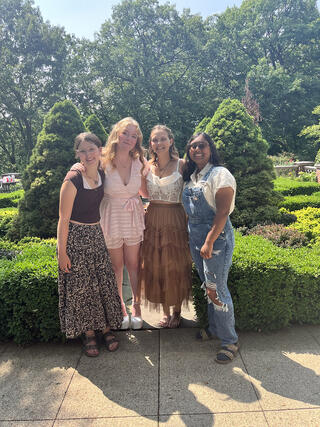 Molli Thibodeau stands on the left with her group of friends