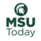 Green circle around a white spartan helmet, green letters read MSU Today