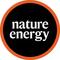 "nature energy" in white letters on black circle